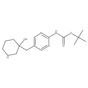 tert-butyl N-{5-[(3-hydroxypiperidin-3-yl)methyl]pyrimidin-2-yl}carbamate结构式