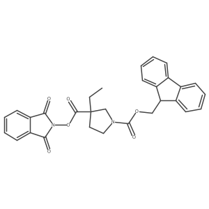 3-(1,3-dioxo-2,3-dihydro-1H-isoindol-2-yl) 1-(9H-fluoren-9-yl)methyl 3-ethylpyrrolidine-1,3-dicarboxylate结构式
