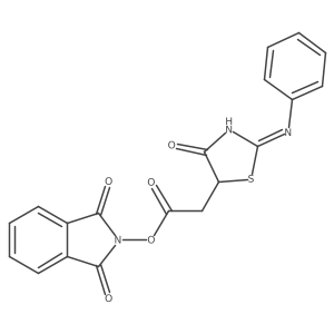 1,3-dioxo-2,3-dihydro-1H-isoindol-2-yl 2-[4-oxo-2-(phenylimino)-1,3-thiazolidin-5-yl]acetate结构式