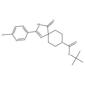 tert-Butyl 2-(6-chloropyridin-3-yl)-4-oxo-1,3,8-triazaspiro[4.5]dec-1-ene-8-carboxylate结构式