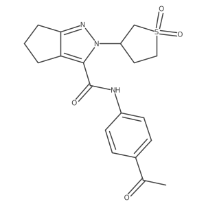 N-(4-acetylphenyl)-2-(1,1-dioxidotetrahydrothiophen-3-yl)-2,4,5,6-tetrahydrocyclopenta[c]pyrazole-3-carboxamide结构式