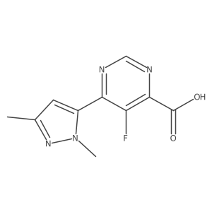 6-(1,3-dimethyl-1H-pyrazol-5-yl)-5-fluoropyrimidine-4-carboxylic acid结构式
