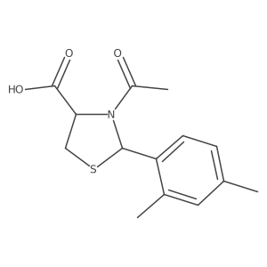 3-Acetyl-2-(2,4-dimethylphenyl)-1,3-thiazolidine-4-carboxylic acid结构式
