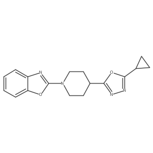 2-[4-(5-Cyclopropyl-1,3,4-oxadiazol-2-yl)piperidin-1-yl]-1,3-benzoxazole结构式