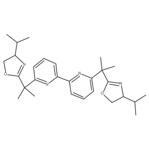 6,6'-Bis(2-((S)-4-isopropyl-4,5-dihydrooxazol-2-yl)propan-2-yl)-2,2'-bipyridine结构式