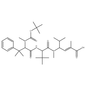 (E,4S)-4-[[(2S)-3,3-dimethyl-2-[[(2S)-3-methyl-2-[methyl-[(2-methylpropan-2-yl)oxycarbonyl]amino]-3-phenylbutanoyl]amino]butanoyl]-methylamino]-2,5-dimethylhex-2-enoic acid结构式