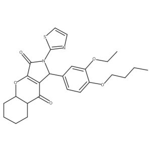 1-(4-butoxy-3-ethoxyphenyl)-2-(1,3-thiazol-2-yl)-4a,5,6,7,8,8a-hexahydro-1H-chromeno[2,3-c]pyrrole-3,9-dione Structure