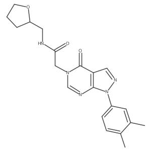 2-(1-(3,4-dimethylphenyl)-4-oxo-1H-pyrazolo[3,4-d]pyrimidin-5(4H)-yl)-N-((tetrahydrofuran-2-yl)methyl)acetamide Structure