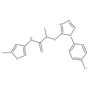2-((1-(4-chlorophenyl)-1H-tetrazol-5-yl)thio)-N-(5-methylisoxazol-3-yl)propanamide结构式