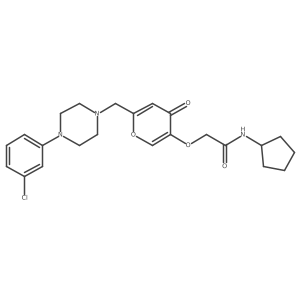 2-((6-((4-(3-chlorophenyl)piperazin-1-yl)methyl)-4-oxo-4H-pyran-3-yl)oxy)-N-cyclopentylacetamide结构式