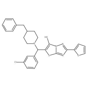 5-((4-Benzylpiperidin-1-yl)(3-chlorophenyl)methyl)-2-(furan-2-yl)thiazolo[3,2-b][1,2,4]triazol-6-ol Structure