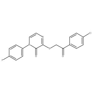 3-((2-(4-chlorophenyl)-2-oxoethyl)thio)-1-(4-fluorophenyl)pyrazin-2(1H)-one结构式
