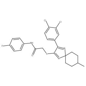 2-{[3-(3,4-Dichlorophenyl)-8-methyl-1,4-diazaspiro[4.5]deca-1,3-dien-2-YL]sulfanyl}-N-(4-fluorophenyl)acetamide Structure