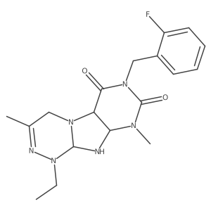 1-ethyl-7-[(2-fluorophenyl)methyl]-3,9-dimethyl-5a,9a,10,10a-tetrahydro-4H-purino[8,7-c][1,2,4]triazine-6,8-dione结构式