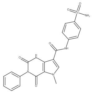 5-methyl-2,4-dioxo-3-phenyl-N-(4-sulfamoylphenyl)-2,3,4,5-tetrahydro-1H-pyrrolo[3,2-d]pyrimidine-7-carboxamide Structure