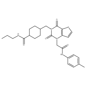 4-((2,4-dioxo-1-(2-oxo-2-(p-tolylamino)ethyl)-1,2-dihydrothieno[3,2-d]pyrimidin-3(4H)-yl)methyl)-N-propylcyclohexanecarboxamide Structure