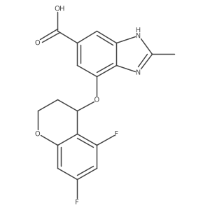 4-[(5,7-difluoro-3,4-dihydro-2H-chromen-4-yl)oxy]-2-methyl-1H-benzimidazole-6-carboxylic acid结构式