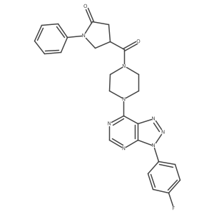 4-(4-(3-(4-fluorophenyl)-3H-[1,2,3]triazolo[4,5-d]pyrimidin-7-yl)piperazine-1-carbonyl)-1-phenylpyrrolidin-2-one结构式