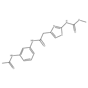 Methyl (4-(2-((3-acetamidophenyl)amino)-2-oxoethyl)thiazol-2-yl)carbamate结构式