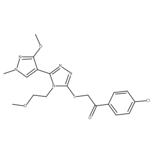 1-(4-chlorophenyl)-2-((5-(3-methoxy-1-methyl-1H-pyrazol-4-yl)-4-(2-methoxyethyl)-4H-1,2,4-triazol-3-yl)thio)ethanone结构式