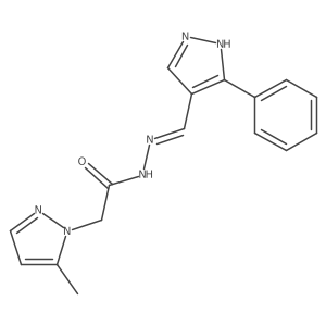 2-(5-methylpyrazol-1-yl)-N-[(E)-(5-phenyl-1H-pyrazol-4-yl)methylideneamino]acetamide Structure