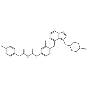 N-{[4-({5-[(4-aminopiperidin-1-yl)methyl]pyrrolo[2,1-f][1,2,4]triazin-4-yl}oxy)-3-fluorophenyl]carbamoyl}-2-(4-fluorophenyl)acetamide Structure
