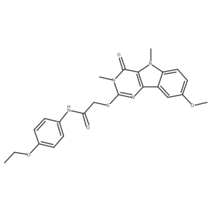 N-(4-ethoxyphenyl)-2-({8-methoxy-3,5-dimethyl-4-oxo-3H,4H,5H-pyrimido[5,4-b]indol-2-yl}sulfanyl)acetamide Structure