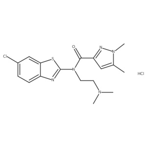 N-(6-chlorobenzo[d]thiazol-2-yl)-N-(2-(dimethylamino)ethyl)-1,5-dimethyl-1H-pyrazole-3-carboxamide hydrochloride结构式