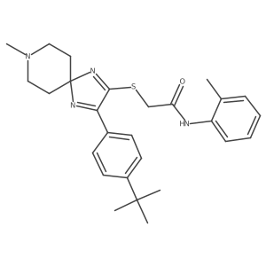 2-{[3-(4-tert-butylphenyl)-8-methyl-1,4,8-triazaspiro[4.5]deca-1,3-dien-2-yl]sulfanyl}-N-(2-methylphenyl)acetamide Structure