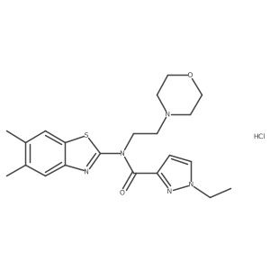 N-(5,6-dimethylbenzo[d]thiazol-2-yl)-1-ethyl-N-(2-morpholinoethyl)-1H-pyrazole-3-carboxamide hydrochloride结构式