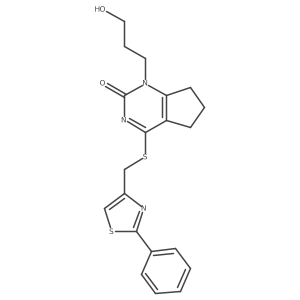 1-(3-hydroxypropyl)-4-(((2-phenylthiazol-4-yl)methyl)thio)-6,7-dihydro-1H-cyclopenta[d]pyrimidin-2(5H)-one结构式