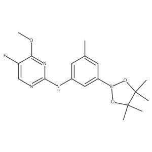 5-fluoro-4-methoxy-N-[3-methyl-5-(4,4,5,5-tetramethyl-1,3,2-dioxaborolan-2-yl)phenyl]pyrimidin-2-amine结构式