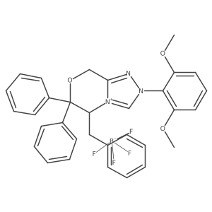 5-Benzyl-2-(2,6-dimethoxyphenyl)-6,6-diphenyl-5,8-dihydro-[1,2,4]triazolo[3,4-c][1,4]oxazin-4-ium;tetrafluoroborate结构式