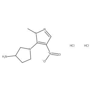 (R)-1-(1-Methyl-4-nitro-1H-pyrazol-5-yl)pyrrolidin-3-amine dihydrochloride Structure