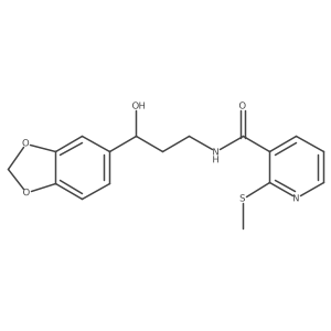 N-(3-(benzo[d][1,3]dioxol-5-yl)-3-hydroxypropyl)-2-(methylthio)nicotinamide结构式