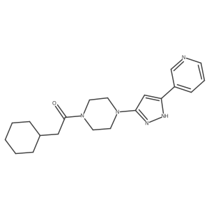 2-cyclohexyl-1-(4-(3-(pyridin-3-yl)-1H-pyrazol-5-yl)piperazin-1-yl)ethanone结构式