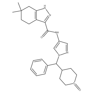 6,6-dimethyl-N-[1-[(1-oxothian-4-yl)-phenylmethyl]pyrazol-4-yl]-1,4,5,7-tetrahydroindazole-3-carboxamide结构式