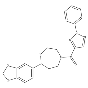 (7-(benzo[d][1,3]dioxol-5-yl)-1,4-thiazepan-4-yl)(2-phenyl-2H-1,2,3-triazol-4-yl)methanone结构式