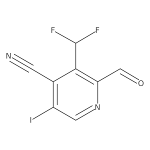 4-Cyano-3-(difluoromethyl)-5-iodopyridine-2-carboxaldehyde结构式