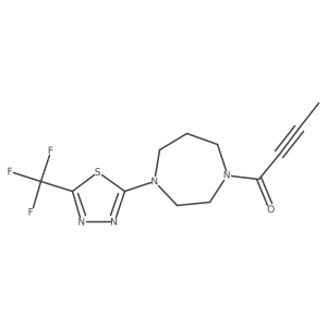1-{4-[5-(Trifluoromethyl)-1,3,4-thiadiazol-2-yl]-1,4-diazepan-1-yl}but-2-yn-1-one结构式