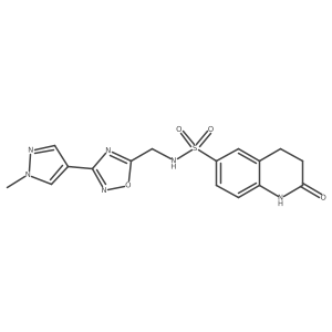 N-((3-(1-methyl-1H-pyrazol-4-yl)-1,2,4-oxadiazol-5-yl)methyl)-2-oxo-1,2,3,4-tetrahydroquinoline-6-sulfonamide结构式