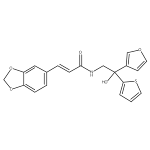 (2E)-3-(2H-1,3-benzodioxol-5-yl)-N-[2-(furan-3-yl)-2-hydroxy-2-(thiophen-2-yl)ethyl]prop-2-enamide Structure