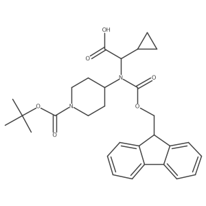 2-({1-[(tert-butoxy)carbonyl]piperidin-4-yl}({[(9H-fluoren-9-yl)methoxy]carbonyl})amino)-2-cyclopropylacetic acid结构式