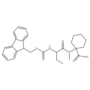 1-[(2R)-2-({[(9H-fluoren-9-yl)methoxy]carbonyl}amino)-N-methylbutanamido]cyclohexane-1-carboxylic acid结构式