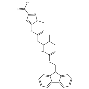 5-[(3S)-3-({[(9H-fluoren-9-yl)methoxy]carbonyl}amino)-4-methylpentanamido]-1-methyl-1H-pyrazole-3-carboxylic acid Structure