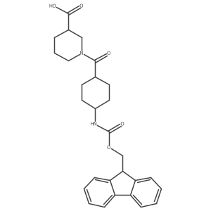 (3R)-1-[(1rs,4rs)-4-({[(9H-fluoren-9-yl)methoxy]carbonyl}amino)cyclohexanecarbonyl]piperidine-3-carboxylic acid Structure