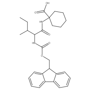 1-[(2S)-2-({[(9H-fluoren-9-yl)methoxy]carbonyl}amino)-3-methylpentanamido]cyclohexane-1-carboxylic acid结构式