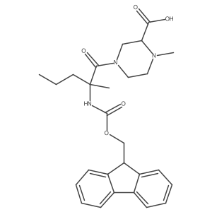4-[2-({[(9H-fluoren-9-yl)methoxy]carbonyl}amino)-2-methylpentanoyl]-1-methylpiperazine-2-carboxylic acid结构式