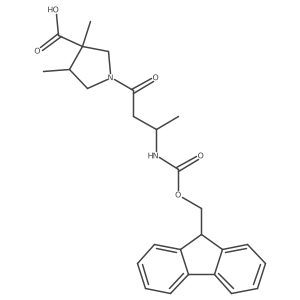 1-[3-({[(9H-fluoren-9-yl)methoxy]carbonyl}amino)butanoyl]-3,4-dimethylpyrrolidine-3-carboxylic acid结构式