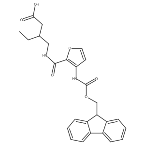 3-({[3-({[(9H-fluoren-9-yl)methoxy]carbonyl}amino)furan-2-yl]formamido}methyl)pentanoic acid Structure